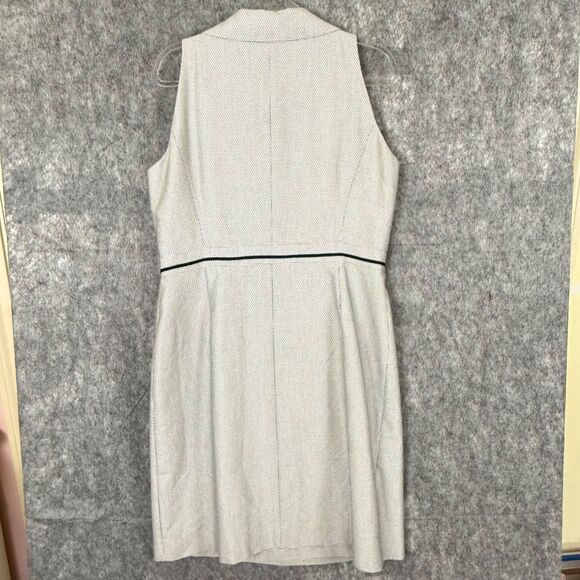 Antonio Melani Sleeveless Wrap Dress Collar Blk White Micro Pattern Work Career - Picture 5 of 12